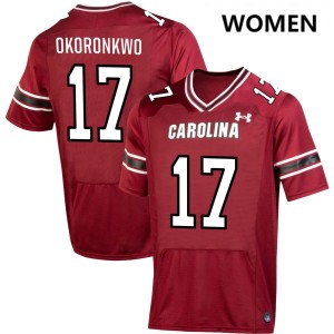 Justin Okoronkwo South Carolina College Football Women Stitched #17 Jerseys - Garnet 524350-863