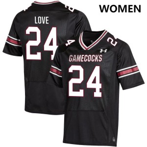 Mason Love Gamecocks NCAA #24 Women College Football Jersey - Black 360615-967